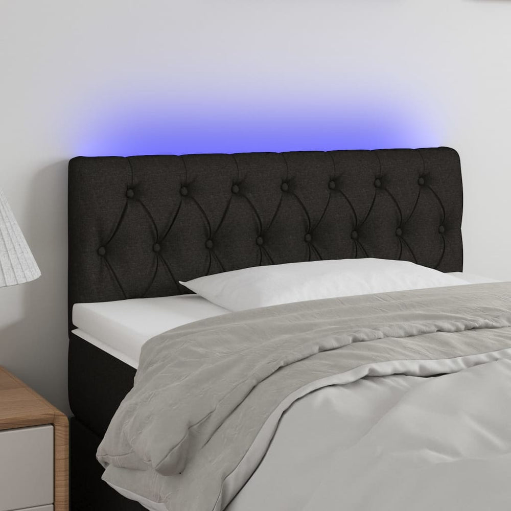 vidaXL Tête de lit à LED Tissu Noir 100x7x78/88 cm