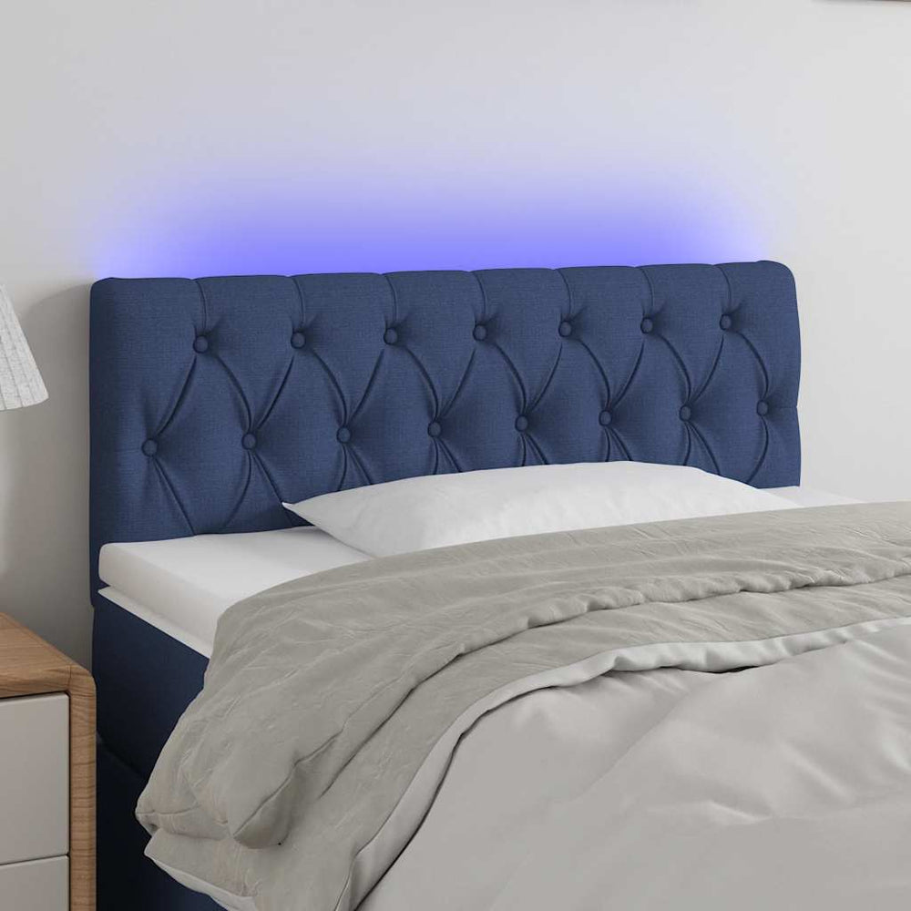 vidaXL Tête de lit à LED bleue 100x7x78/88 cm Tissu