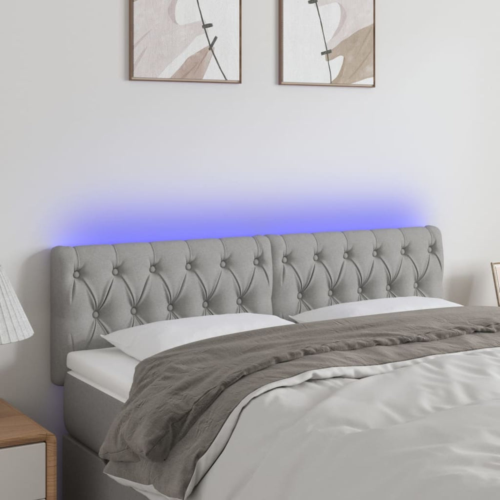 vidaXL Tête de lit à LED Gris clair 144x7x78/88 cm Tissu