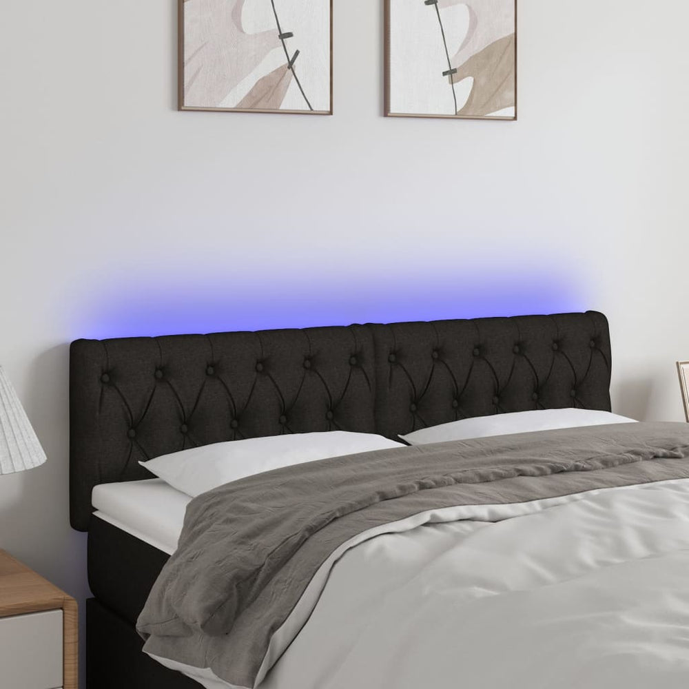 vidaXL Tête de lit LED en tissu noir 144x7x78/88 cm