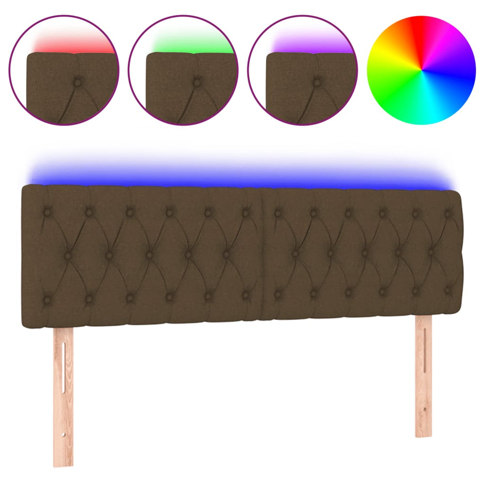 vidaXL Tête de lit à LED marron foncé 144x7x78/88 cm Tissu