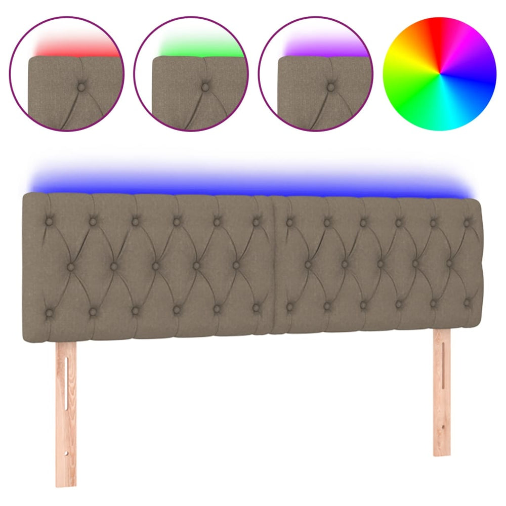 vidaXL Tête de lit LED Taupe 144x7x78/88 cm Tissu