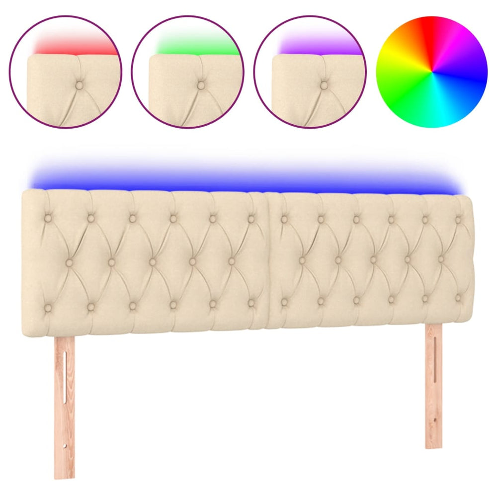 vidaXL Tête de lit LED crème 144x7x78/88 cm tissu