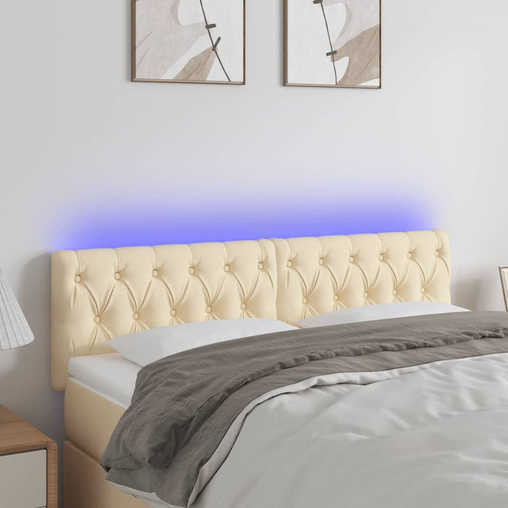 vidaXL Tête de lit LED crème 144x7x78/88 cm tissu