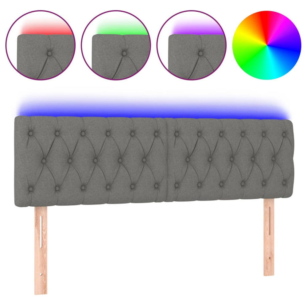 vidaXL Tête de lit à LED gris foncé 160x7x78/88 cm Tissu