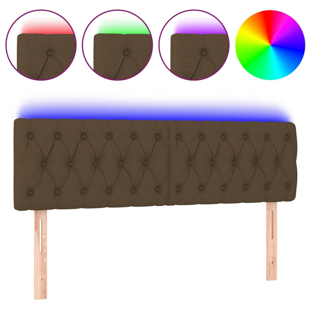 vidaXL Tête de lit LED Marron foncé 160x7x78/88 cm Tissu