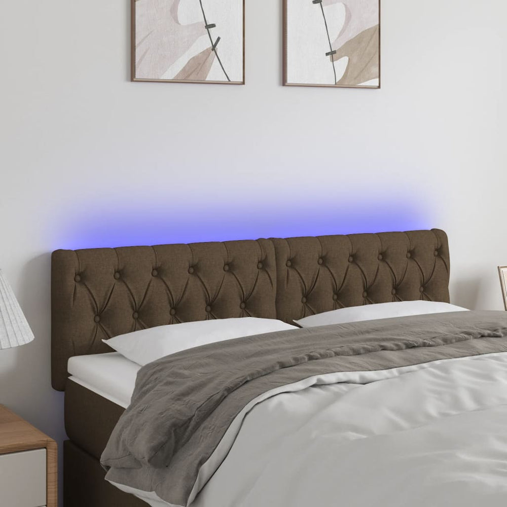 vidaXL Tête de lit LED Marron foncé 160x7x78/88 cm Tissu