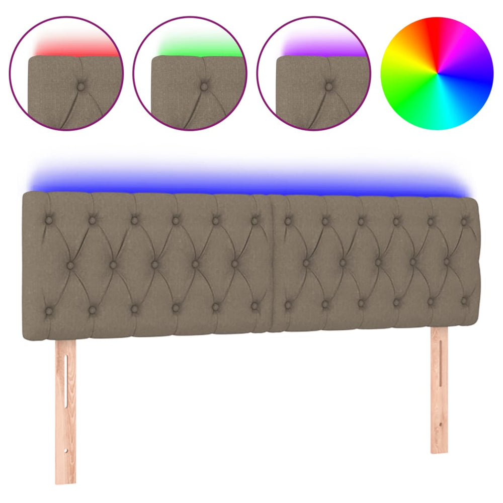 vidaXL Tête de lit à LED Taupe 160x7x78/88 cm Tissu
