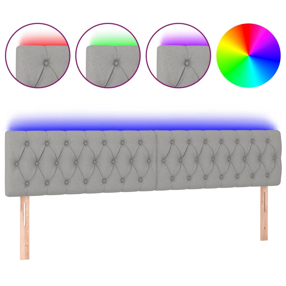 vidaXL Tête de lit LED gris clair 180x7x78/88 cm tissu
