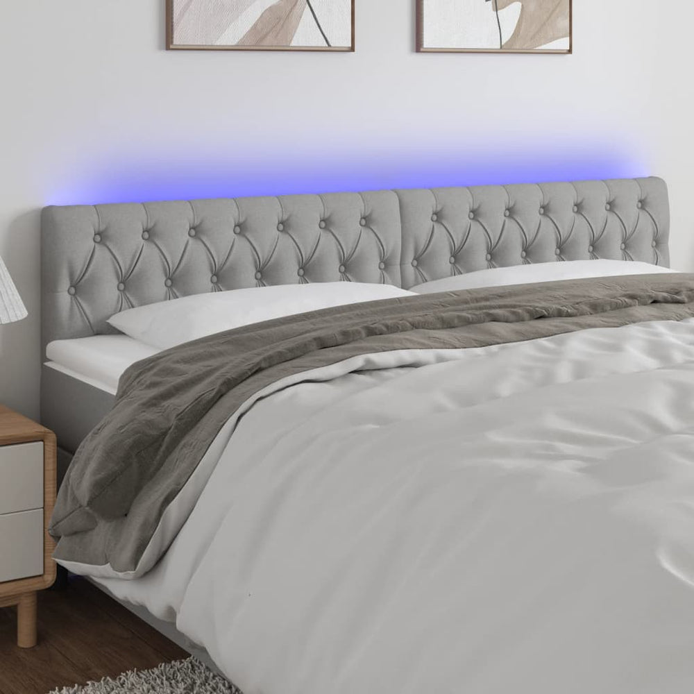 vidaXL Tête de lit LED gris clair 180x7x78/88 cm tissu