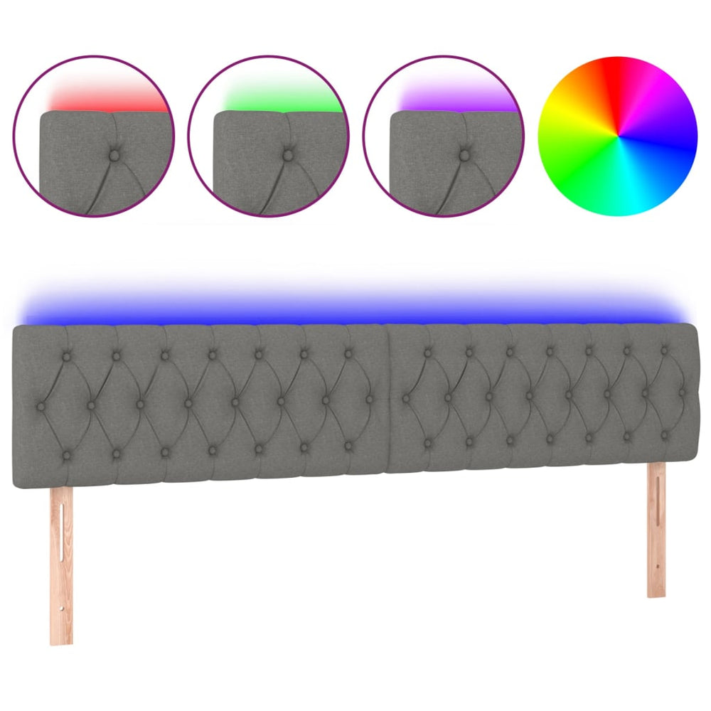 vidaXL Tête de lit à LED gris foncé 180x7x78/88 cm Tissu