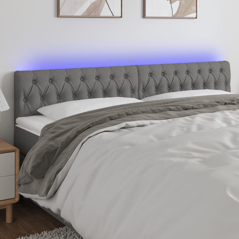 vidaXL Tête de lit à LED gris foncé 180x7x78/88 cm Tissu