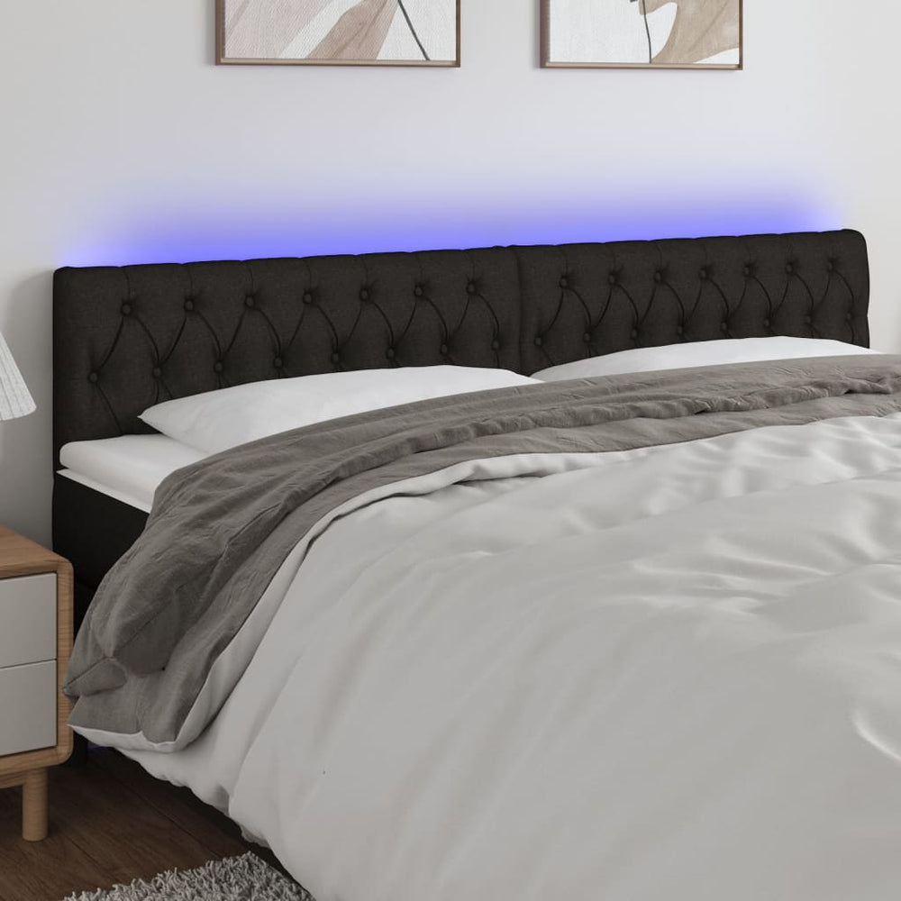 vidaXL Tête de lit à LED noir 180x7x78/88 cm tissu