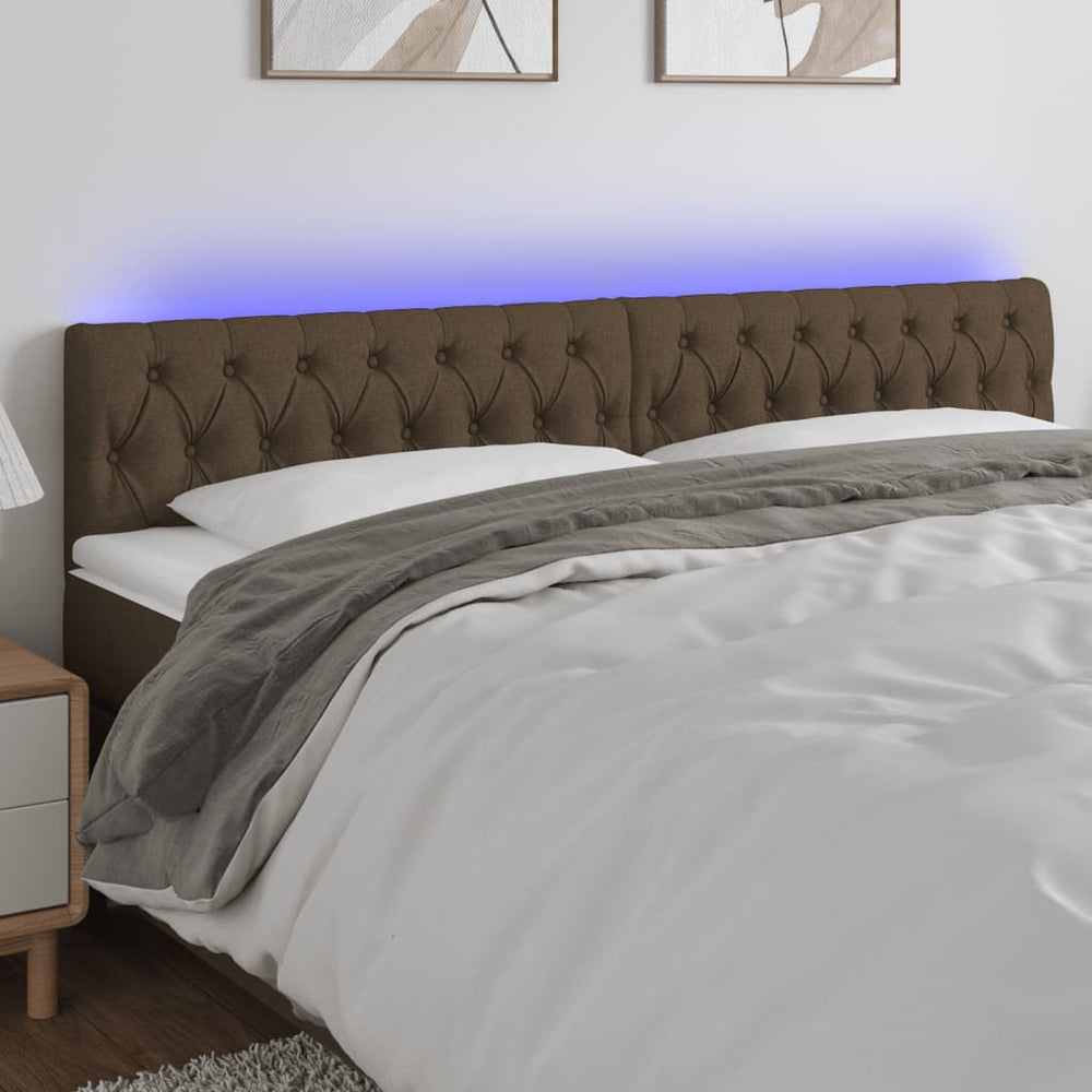 vidaXL Tête de lit à LED marron foncé 180x7x78/88 cm Tissu