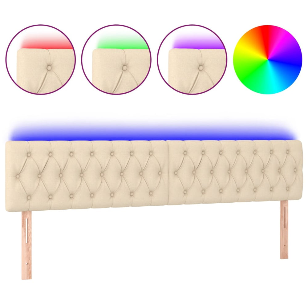 vidaXL Tête de lit LED Crème 180x7x78/88 cm Tissu