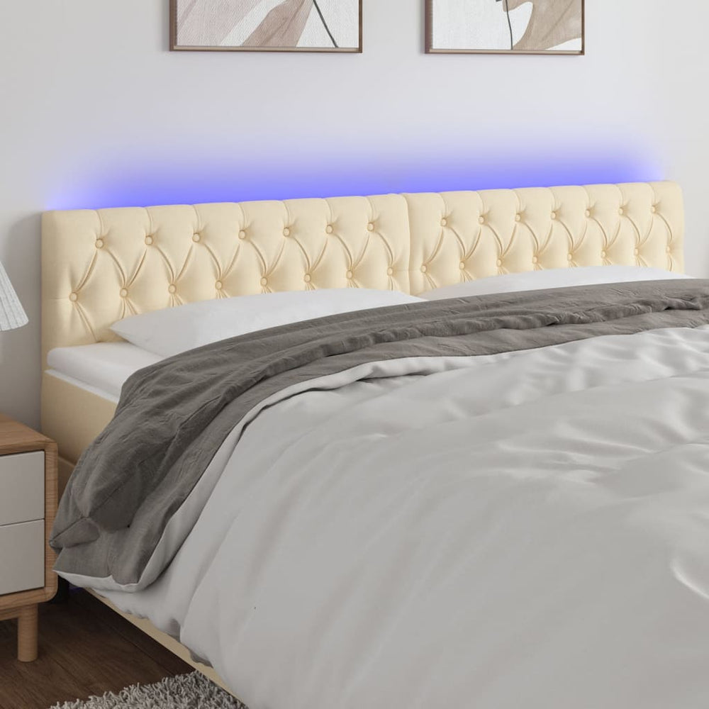 vidaXL Tête de lit LED Crème 180x7x78/88 cm Tissu