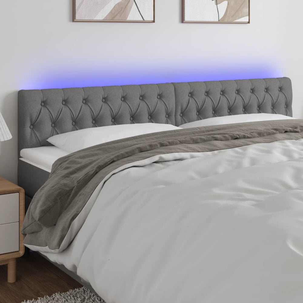 vidaXL Tête de lit LED Gris foncé 200x7x78/88 cm Tissu