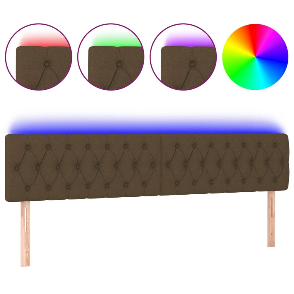 vidaXL Tête de lit à LED Marron foncé 200x7x78/88 cm Tissu