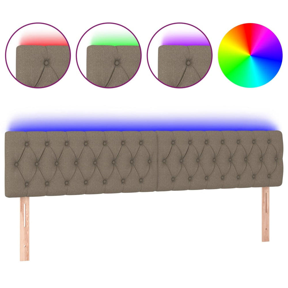 vidaXL Tête de lit à LED Taupe 200x7x78/88 cm Tissu