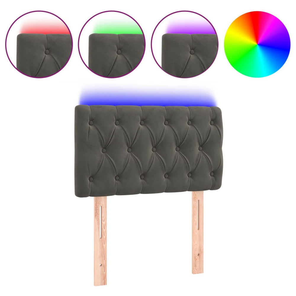 vidaXL Tête de lit à LED gris foncé 80x7x78/88 cm Velours