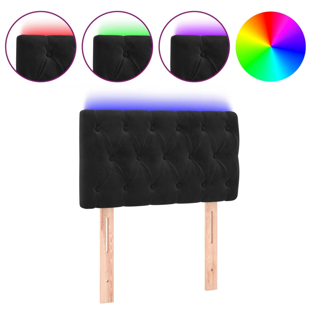 vidaXL Tête de lit à LED Velours noir 80x7x78/88 cm