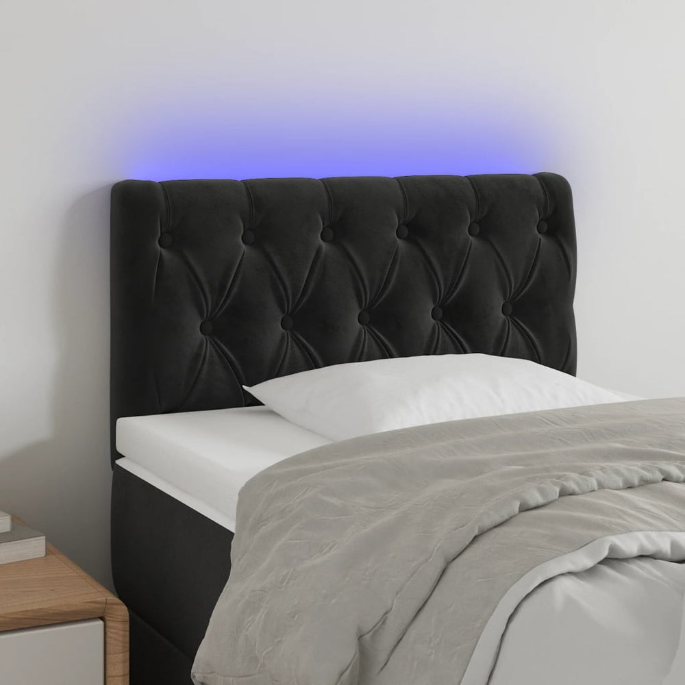 vidaXL Tête de lit à LED Velours noir 80x7x78/88 cm