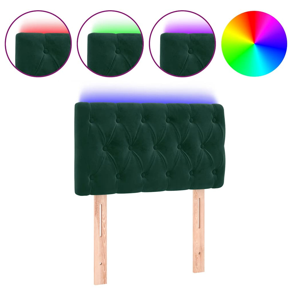 vidaXL Tête de lit LED Vert foncé 80x7x78/88 cm Velours