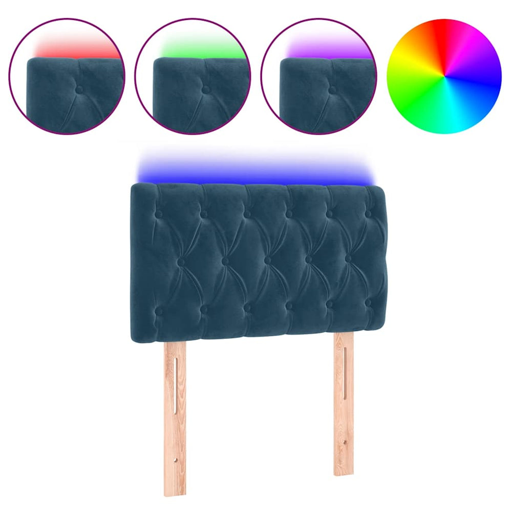 vidaXL Tête de lit à LED Bleu foncé 80x7x78/88 cm Velours