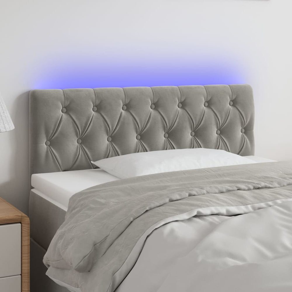 vidaXL Tête de lit à LED gris clair 90x7x78/88 cm Velours