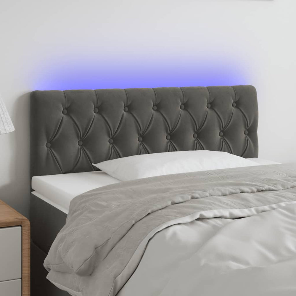 vidaXL Tête de lit à LED gris foncé 90x7x78/88 cm Velours