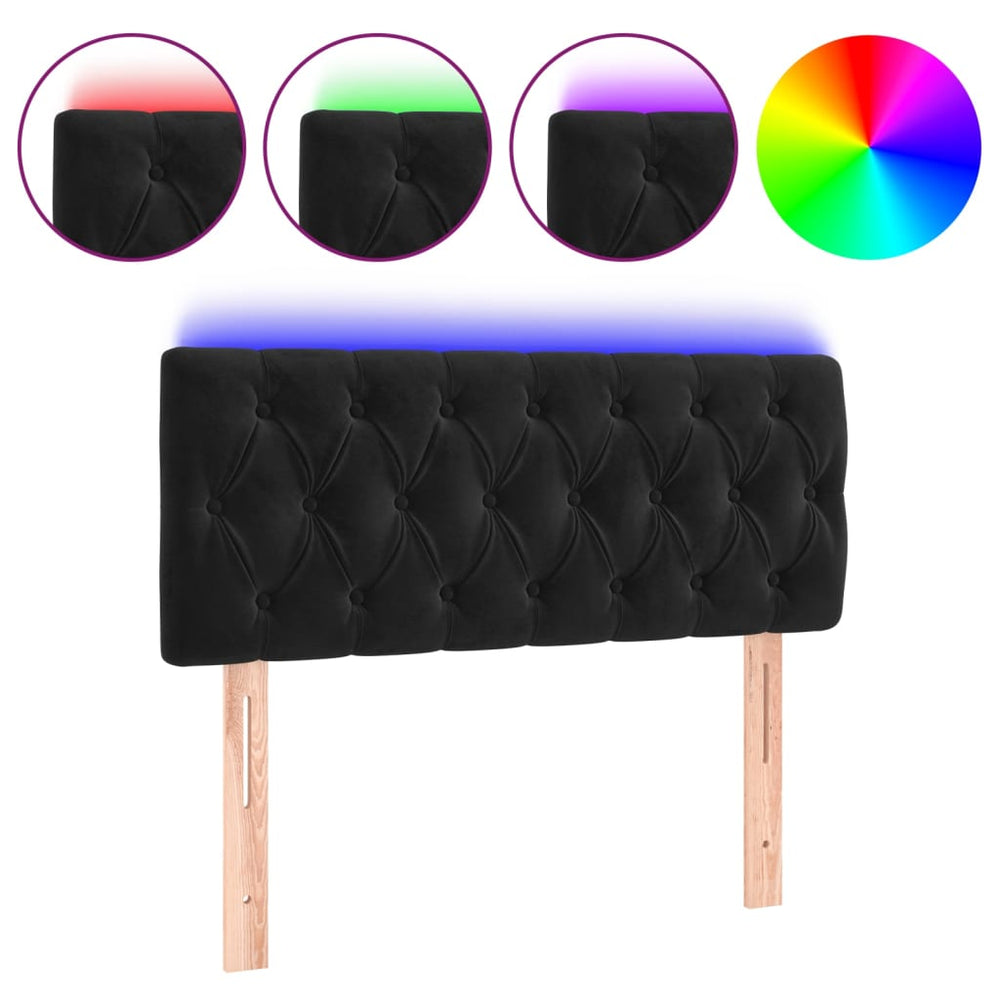 vidaXL Tête de lit à LED Velours Noir 90x7x78/88 cm