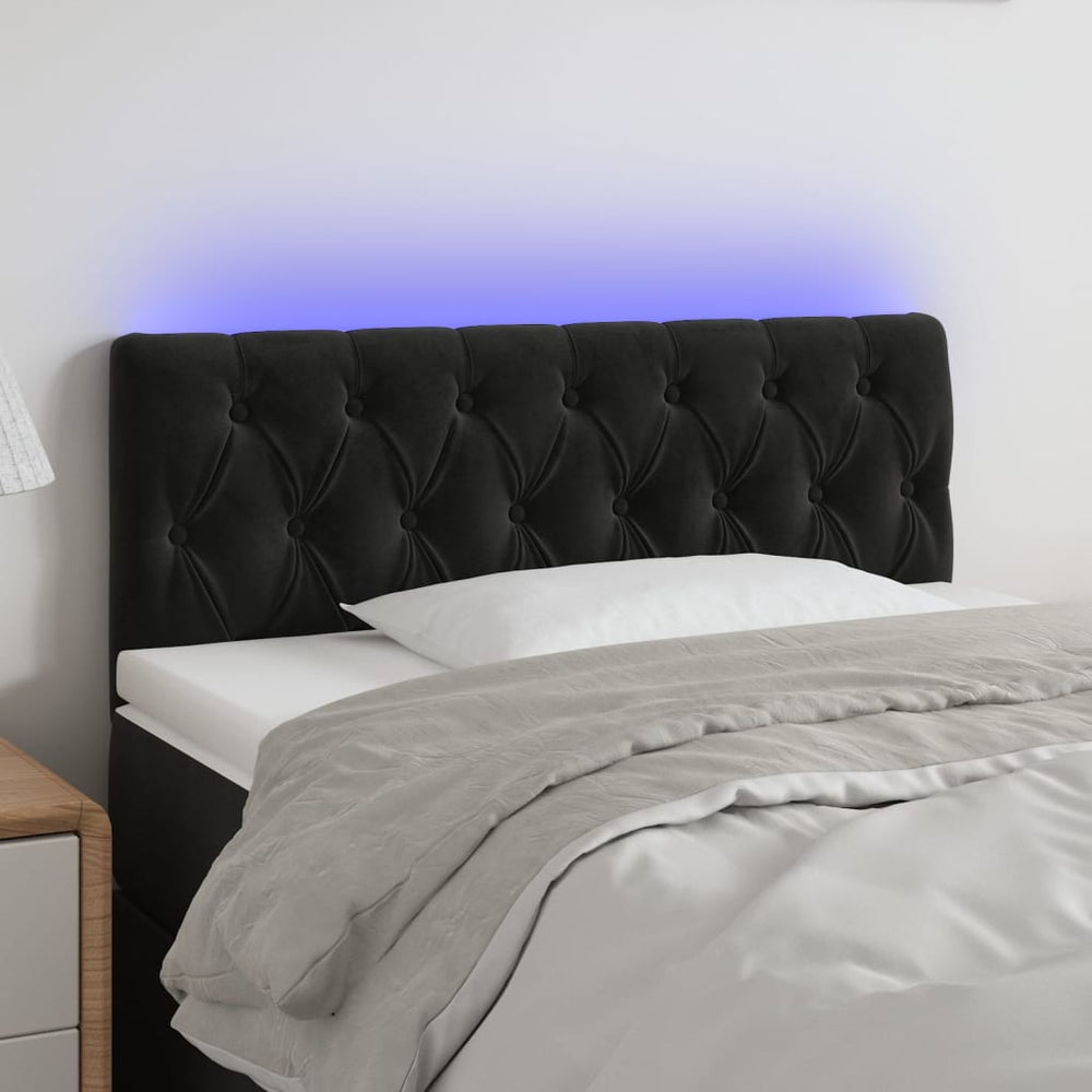 vidaXL Tête de lit à LED Velours Noir 90x7x78/88 cm