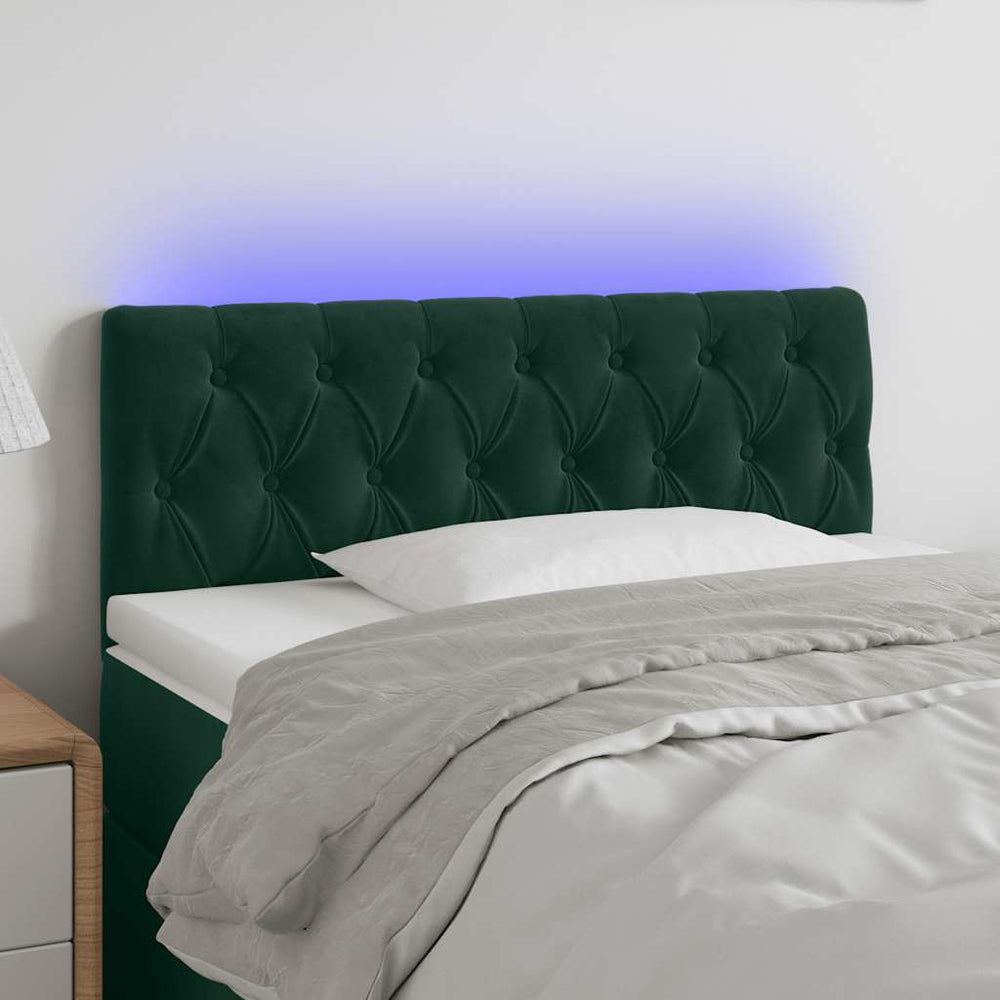 vidaXL Tête de lit à LED Vert foncé 90x7x78/88 cm Velours