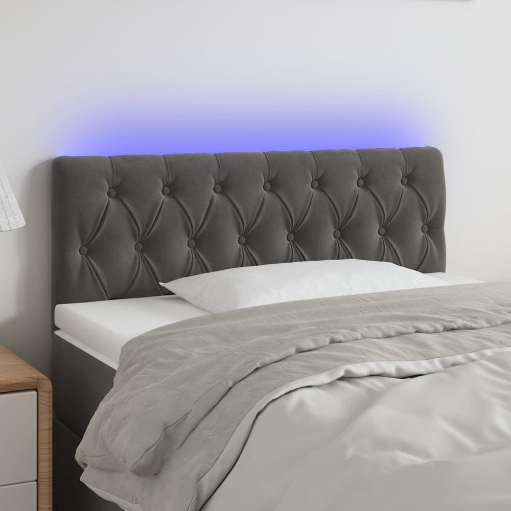 vidaXL Tête de lit à LED gris foncé 100x7x78/88 cm Velours