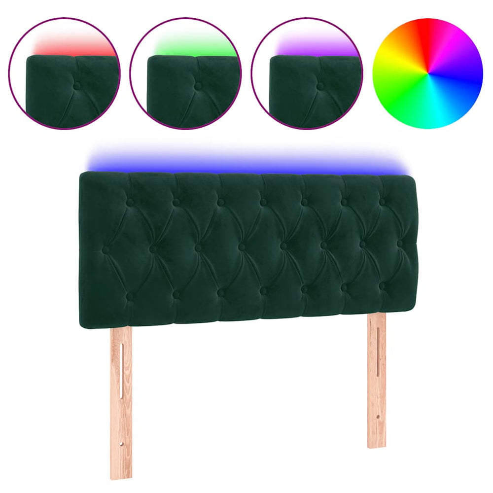 vidaXL Tête de lit à LED Vert foncé 100x7x78/88 cm Velours