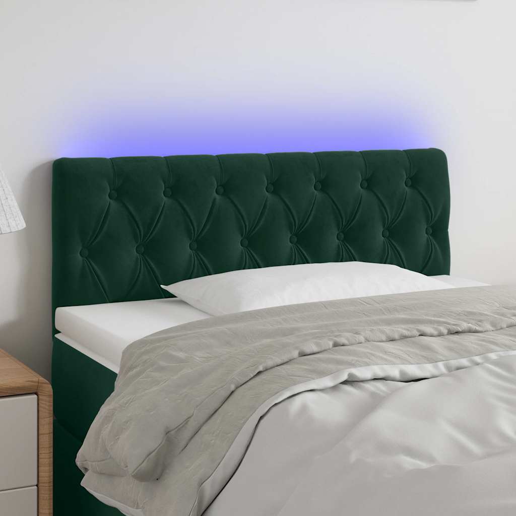 LED Kopfteil Dunkelgrün 100x7x78/88 cm Samt