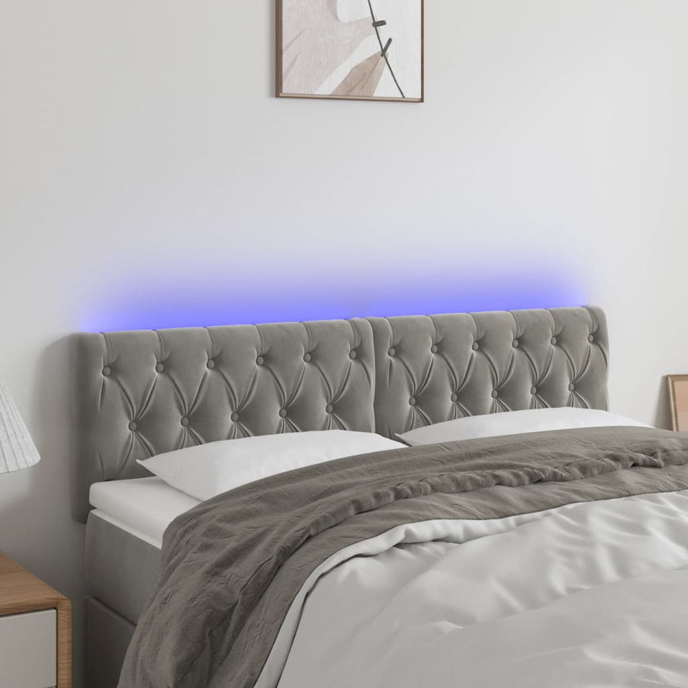 vidaXL Tête de lit LED gris clair 144x7x78/88 cm Velours