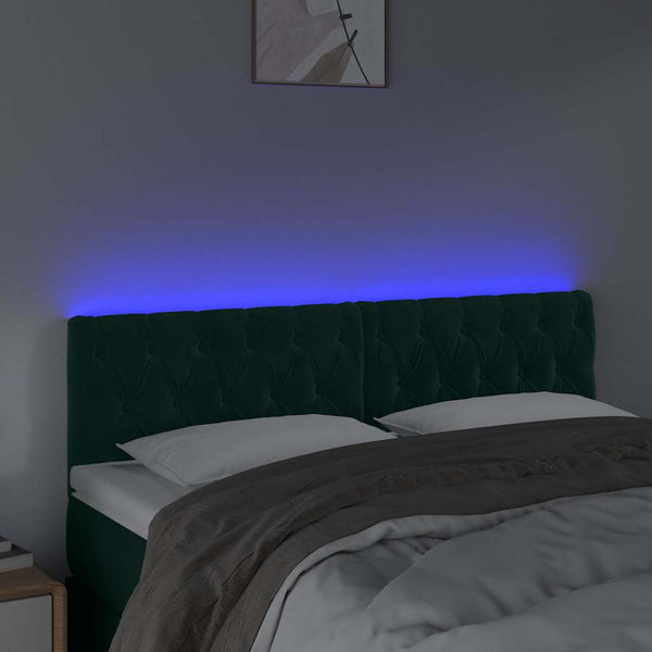LED Kopfteil Dunkelgrün 144x7x78/88 cm Samt