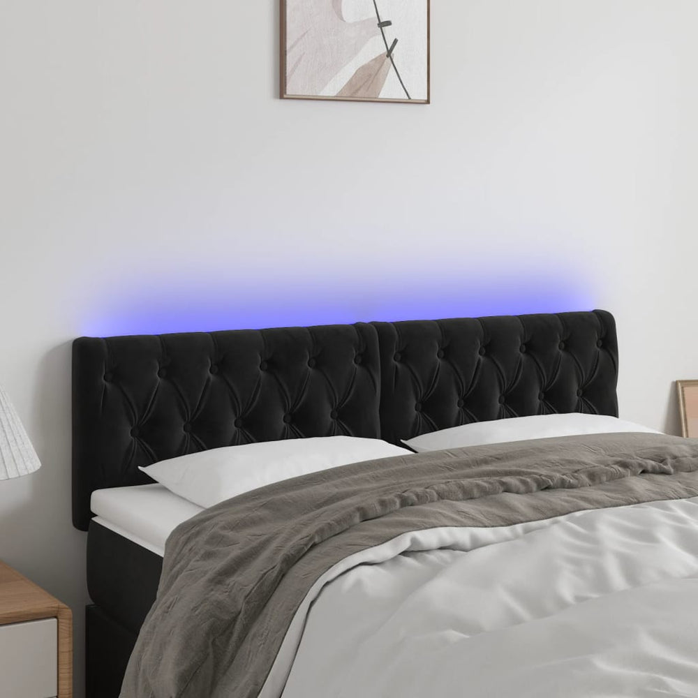 vidaXL Tête de lit à LED noire 160x7x78/88 cm Tissu