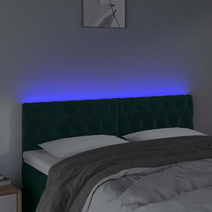 LED Kopfteil Dunkelgrün 160x7x78/88 cm Samt