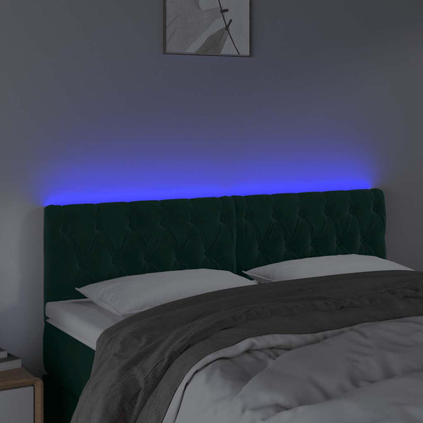 LED Kopfteil Dunkelgrün 160x7x78/88 cm Samt