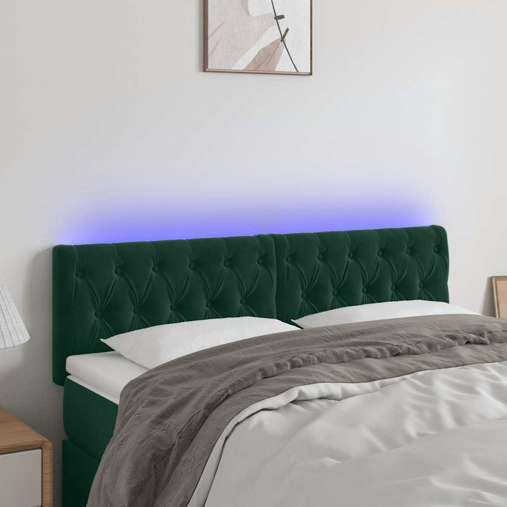 LED Kopfteil Dunkelgrün 160x7x78/88 cm Samt