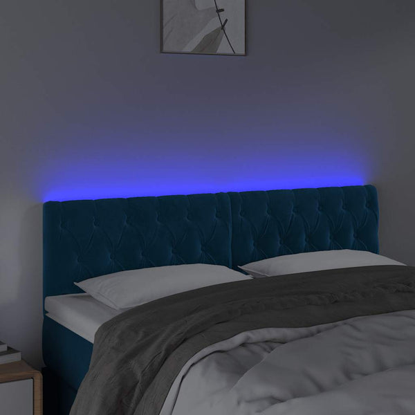 LED Kopfteil Dunkelblau 160x7x78/88 cm Samt