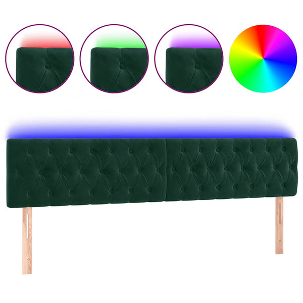 LED Kopfteil Dunkelgrün 180x7x78/88 cm Samt
