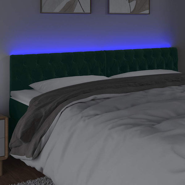 LED Kopfteil Dunkelgrün 180x7x78/88 cm Samt