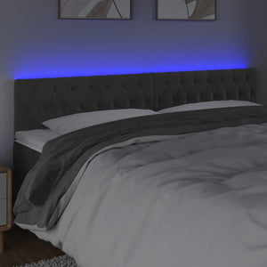 LED Kopfteil Dunkelgrau 200x7x78/88 cm Samt