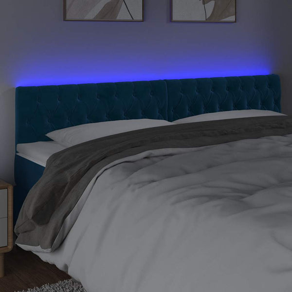 LED Kopfteil Dunkelblau 200x7x78/88 cm Samt