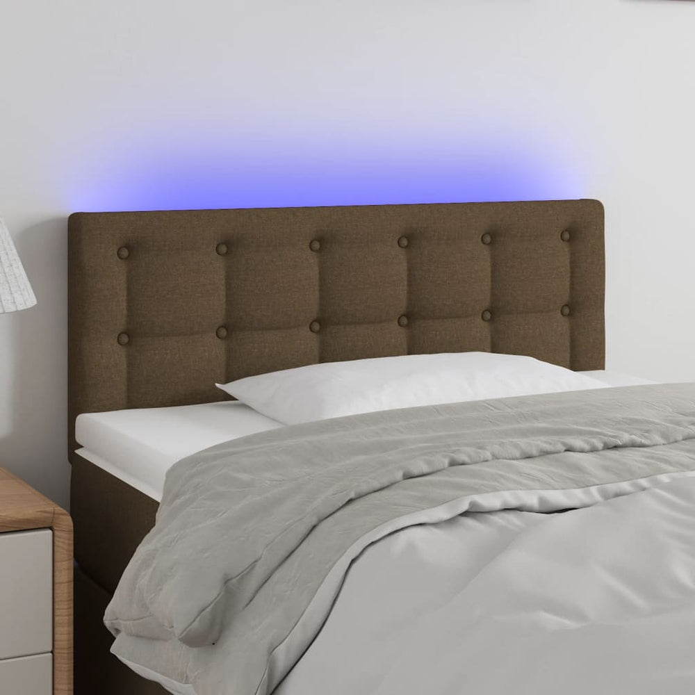 vidaXL Tête de lit LED Marron foncé 80x5x78/88 cm Tissu