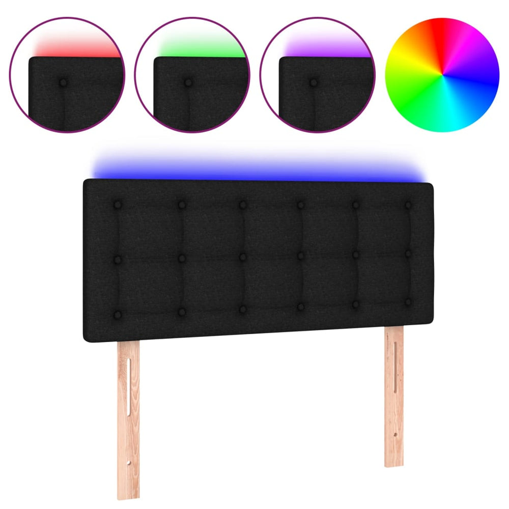 vidaXL Tête de lit à LED Tissu Noir 90x5x78/88 cm