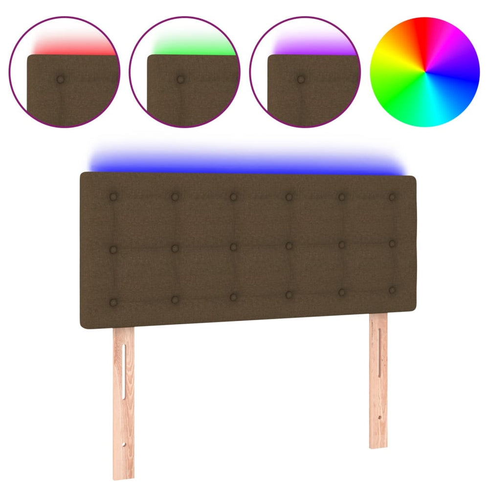 vidaXL Tête de lit à LED marron foncé 90x5x78/88 cm Tissu